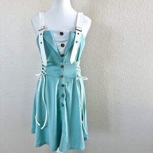 Dressfo Sz XXLarge Baby Blue A-Line Dress XL - Tie Waist Sleeveless Summer Midi
